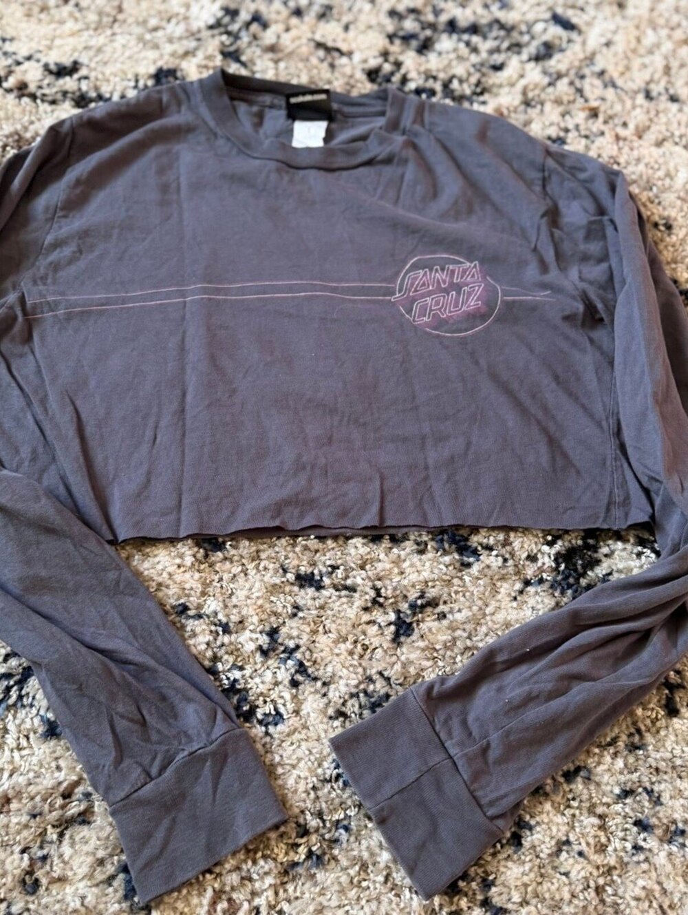 Santa Cruz Skateboards Gray Long Sleeve Crop Top S